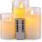 Aku Tonpa Pack of 3 (Φ 3 x H 4/5/6) LED Flameless Battery Operated Candles with Remote and Timer, Acrylic Pillar Candles for Festival Wedding Christmas Home Party Decor, Indoor and Outdoor Use