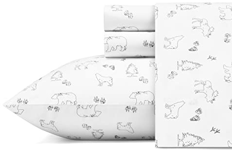 Eddie Bauer - King Sheets, Cotton Percale Bedding Set, Crisp & Cool Home Decor (Animal Tracks, King)