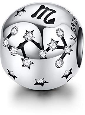 LaMenars Damen 12 Konstellationen Sternzeichen Stern Bead Charms 925 Sterling Silber Anhänger für Pandora, Chamilia & European Charm Armbänder & Halsketten (der Skorpion: 10.24-11.22)