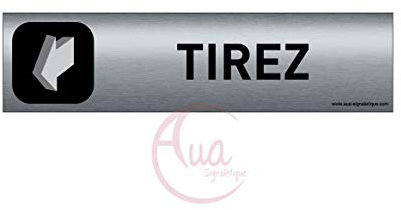 AUA SIGNALETIQUE - Plaque Aluminium brossé imprimé AluSign DARK - 200x50 mm - Double Face adhésif au dos (Tirez)