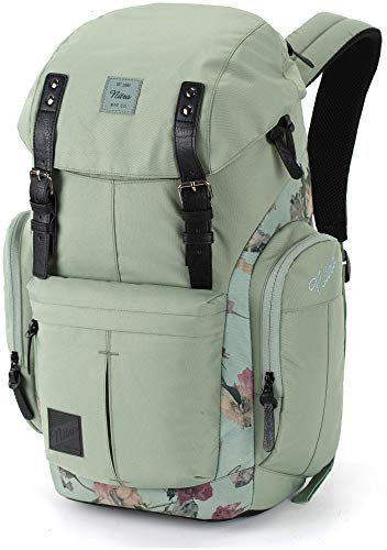 Daypacker Alltagsrucksack im Retro Look mit Gepolstertem Laptopfach, Schulrucksack, Wanderrucksack oder Streetpack, 32 L, Dead Flower