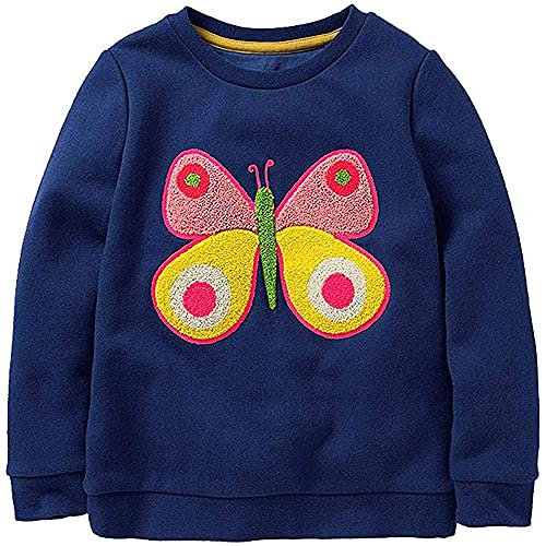 TEDD Felpa Ragazza Senza Cappuccio 100% Cotone Bambina Pullover Maglione Casuale Top Maglietta per Bambini 7-8 Anni