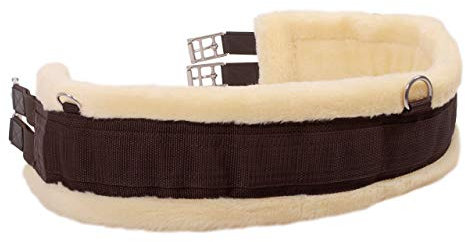 ARBO-INOX - Sattelgurt - Vielseitigkeitsgurt - Fellimitat - elastische Enden - Rollschnallen (105cm, Braun)