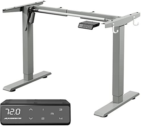MAIDeSITe Bureau électrique réglable en Hauteur avec Moteur Puissant, Cadre de Table réglable en Hauteur en 2 Parties, Pieds en 2 Parties, 4 Commandes à mémoire de Forme et sécurité Enfant - T1 Basic