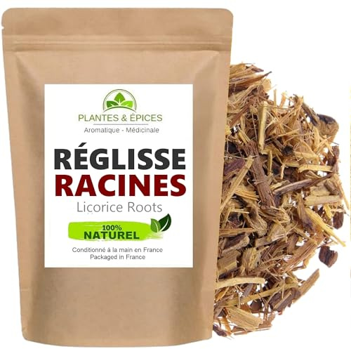 Racines de Réglisse coupées 100% Naturelles pour Infusion, Tisane (100g)