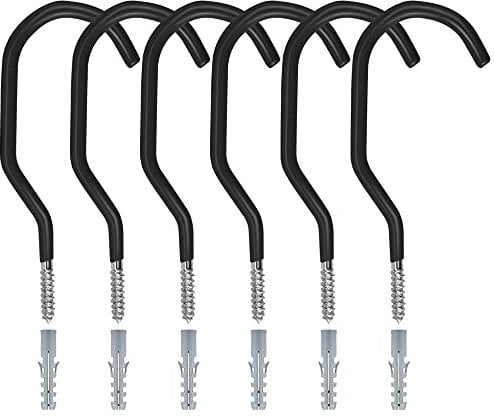 LYTIVAGEN 6 Pezzi Ganci Portabici per Stoccaggio a Soffitto Supporti Biciclette da Parete Appendi Bici da Muro Staffa a Muro per Bici Ganci per Garage Gancio in Metallo Pesante con Accessori - Nero