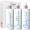 Print Maniacs White Mrs Hinch Inspired Personalised 500ml Pump Bottles Bathroom Lotion Kitchen Set Shampoo Conditioner ( 3 Set, F2 ) (Blue)