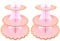 2 Pack Cake Stand Cardboard Cupcake Stand 3 Tier Cupcake Dessert Holder Cardboard Round Tower Cardboard Cake Stands for Birthday, Party, Anniversary, Baby Showers (Rose)