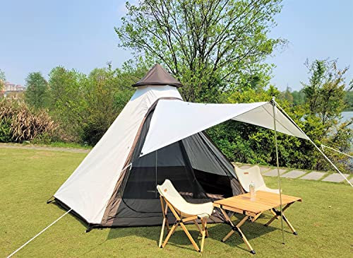 Großes Space Tower Bell Tipi-Zelt für Familien-Campingzelte für 3–4 Personen, doppelschichtiges, leichtes, wasserdichtes Tipi-Pyramidenzelt