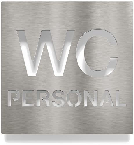 Edelstahl WC-Schild Personal - selbstklebend & pflegeleicht - Design Toiletten-Schild W-13-E