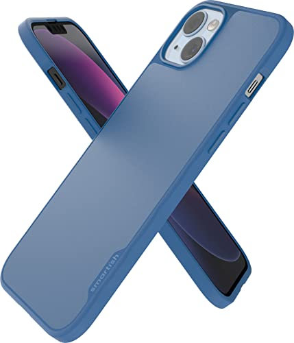 Smartish iPhone 14 Plus Slim Case - Gripmunk Compatible with MagSafe [Lightweight + Protective] Thin Grip Cover with Microfiber Lining - Blues on The Green