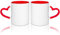 MR.R Tazas de café en blanco de sublimación de 325 ml, taza blanca con taza de color rojo interior y mango de corazón, juego de 2
