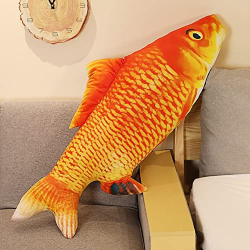 GMMAJ 3D-Simulation Goldfisch-Plüschtiere Gefülltes weiches Tierkarpfen-Plüsch-Kissen Kreatives Sofa-Kissen-40cm,Hong li yu