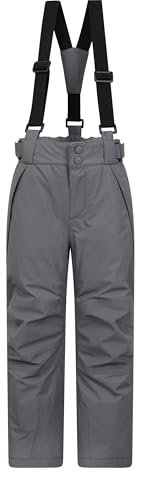 Mountain Warehouse Falcon Extreme Skihose für Kinder - Winterhose, Schneehose, wasserfeste Kinderhose, Schneegamaschen, Sicherheitstaschen- Für Skiurlaub Dunkel Grau Kinder 116 EU (5-6 Jahre)