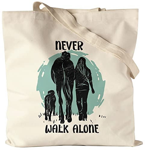 Hey!Print Never Walk Alone Stoffbeutel Jutebeutel Canvas Tiere Tierliebe Pferd Hund Pferdeflüsterer Natur Wald Spaziergang Liebe Reiten