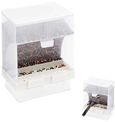 JVHLOV Mangeoire à Oiseaux Transparente, Récipient Alimentaire Automatique | Pour la plupart des oiseaux et perroquets, accessoire de cage pour distribuer automatiquement la nourriture
