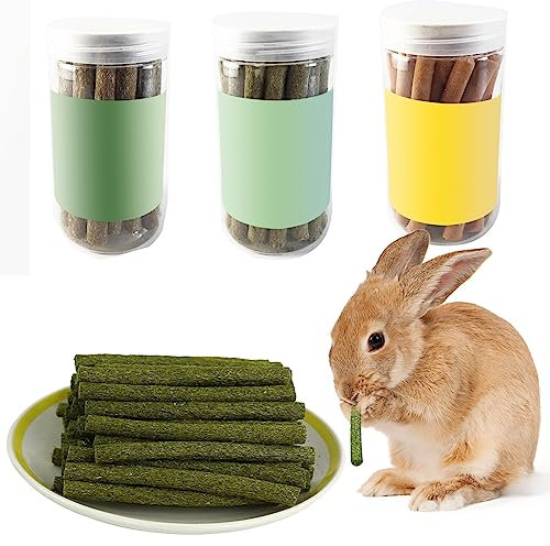 Lot de 60 Bâtonnets De Foin Timothy pour Lapins, Bâtonnets De Foin Timothy en Forme De Cochon d'Inde, Bâtons De Foin Naturel Timothy pour Hamsters, Cochons d'Inde, Chinchillas, Nourriture Lapin