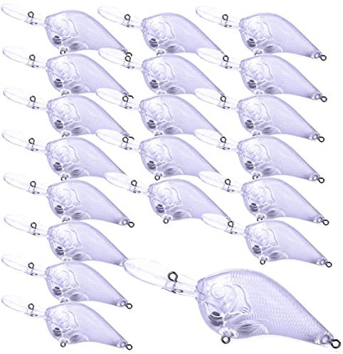20 Stück Unlackierte Angelköder Köderrohlinge Kurbelköder Klare Crankbait Blanks Bodies Topwater Köder Barsch Forelle Lachs, Angeln Drillingshaken Spaltringe DIY Angelgerät 9, 5 cm