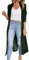 NHNKB Velvet Jacket Women's Black Women Fashion Casual Coat Velvet Loose Elastic Coat Long Outwear Coat Long Casual Coat Cardigan Pocket Solid Coat Coat with Shawl Collar, Green, M