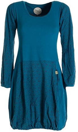 Vishes - Alternative Bekleidung - Langarm Damen-Keid Ballon-Kleid Shirt-Kleid kurz Loose fit türkis 42