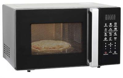 SMETA Microwave Combination Oven 900W With Grill 25L, Countertop 1000W Grill, Defrost Function, 6 Auto Cooking Menus, 11 Power Levels, Easy Clean Black