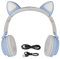 Katzenohr-Gaming-Kopfhörer, Katzenohr-Kopfhörer, Gaming-Kopfhörer, Katzenohr-Gaming-Kopfhörer, Tiefer Bass, LED-Licht, Faltbar, Niedliches Katzenohr-Headset mit Weichen (Blau grau)