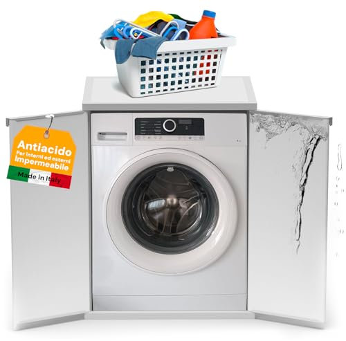 Avilia Mobile Coprilavatrice da Interno ed Esterno in Resina Antiacido - Mobile Copri Lavatrice Resistente e Impermeabile - Mobile Asciugatrice Facile Montaggio - 68,5x64,5x88cm Bianco