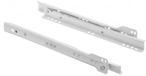 MS Beschläge Rollschubführung 1 Paar Rollenführungen Weiß pulverbeschichtet Schubladenauszug Schubladenschienen Teilauszug Stahl Schubladen-Gleitführungen (Länge 600mm)