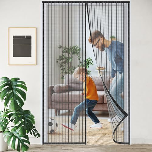 BukyTom Moustiquaire Porte Magnétique 85x210 - Moustiquere Aimantée Magnetique - Rideau de Porte Anti Moustique - Fly Door Screen pour Enfants et Animaux Domestici