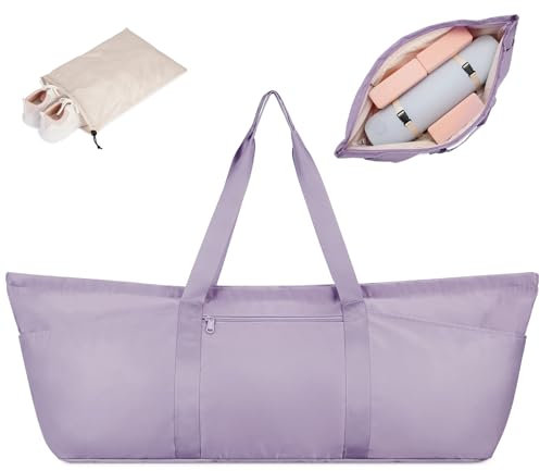 Borsa Sportiva da Donna Borsa da Yoga Grande Borsa da Viaggio con Borsa per Scarpe e Scomparto Bagnato, Borsa per il Trasporto da Uomo Palestra Pilates per Tappetino da Yoga, Viola
