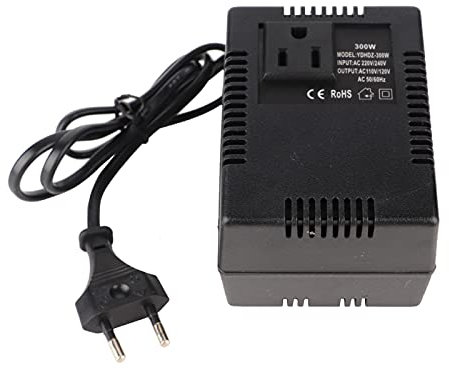 Respicefinem Adaptador de Enchufe UE Transformador Convertidor de Voltaje CA 220V a 110V 300W Fuente de Alimentación Pequeño Ligero para Viajes Dispositivos Electrónicos
