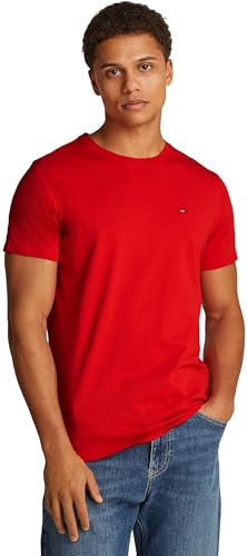 Tommy Jeans Herren T-Shirt Kurzarm TJM Original Slim Fit, Rot (Red Hot), XS