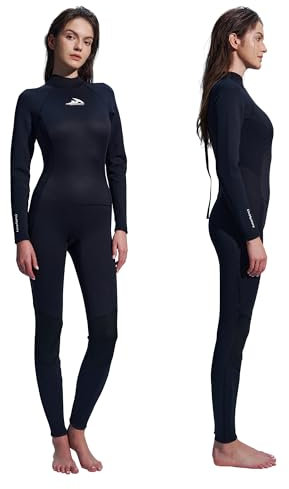 Divmystery Wetsuit Women (6 Sizes) - Super Stretchy - 3/2mm Back Zip Full Body Wet Suits for Women Cold Water Diving Swimming Surfing Snorkeling Kayaking