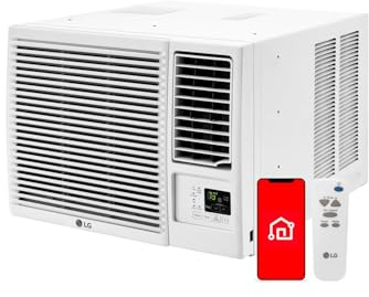 LG 23,000 BTU Smart Window Air Conditioner with Heat, 230V, Air Conditioner Cools Rooms up to 1,400 Sq.Ft., Smartphone & Voice Control works with Remote, White