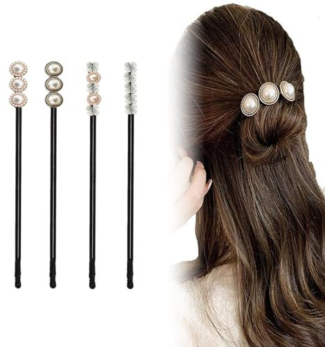 LQIOACU dutt maker,Magischer Haarknoten, Perle Blumen Haar Dutt Maker, Damen Donut Hair Bun Maker,4er-Set,für alle Haartypen, perfekt für Hochzeiten, Partys,Geburtstage,Bankette und tägliches Tragen