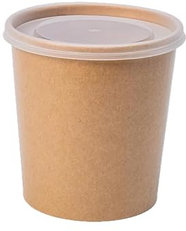 ECOPICNIC 500 Stück Einweg Suppenbecher mit Polypropylene Deckel, PP| 750 ml braun, 26 oz Eisbecher, Suppen-Becher to Go, nachhaltige Pappbecher mit PE Innenbeschichtung für heiße Speisen