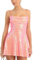 Yoisdtxc Mini robe à paillettes pour femme, dos nu, bretelles spaghetti, trapèze, pour cocktail, plage, streetwear, Rose/orange., XL