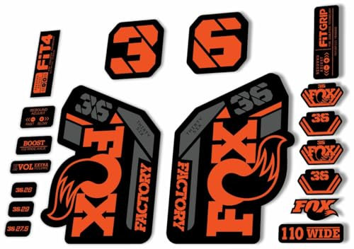 Gabel-Ersatzaufkleber, kompatibel mit Fox 36 Serie 2021, Orange / Grau (matt)
