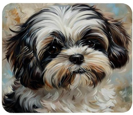 VAPOKF Tapis de souris de jeu, tapis de souris à motif de chien Shih Tzu à l'aquarelle pour bureau, maison, bureau, base en caoutchouc antidérapant, tapis de souris pour ordinateur portable