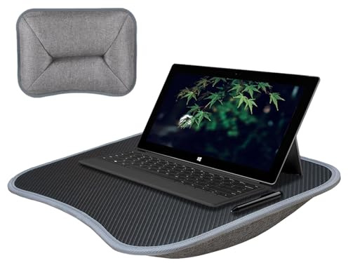 Laptop-Schreibtisch, gepolstertes Schreibtablett, weiches Kissen, Gerätehalter, erhöhter Rand, Schaumstoff-Knietablett mit weichem Kissen, Computertisch-Tablett für Couch, Bett, 39 x 29 x 4,5 cm