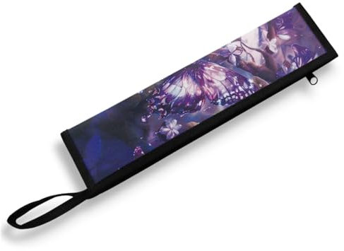 COEQINE Mallette de voyage pour argenterie - Violet - Papillon fluo - Pochette à couverts en métal avec poignées - Portable - Résistant aux feuilles - Léger - Pour couteaux, fourchettes, cuillères