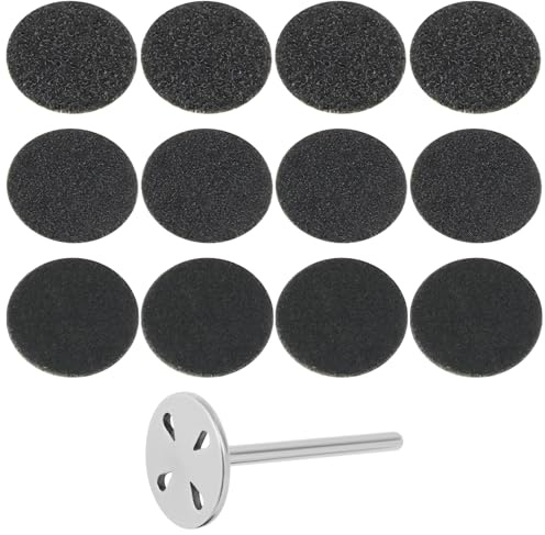 LT Easiyl Fußschleifer, Edelstahlscheibe, 15 mm, mit 30 Nachfüllfeilen, 80er-Körnung, 120er-Körnung, 180er-Körnung, Schleifscheibe, Pediküre-Werkzeug, austauschbares Pediküre-Set