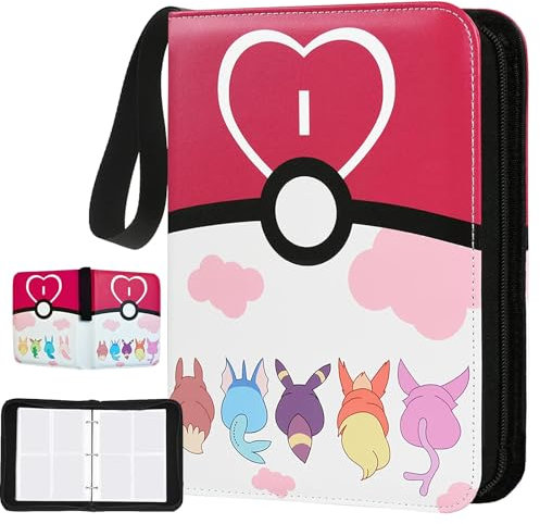 Sammelalbum für Karten, 50 Seiten 400 Karten Kapazität Sammelkarten Album, PU Tragbar Wasserdicht Karten Binder für Card Collection Karten Sammelmappe für Kinder Mädchen (Rosa)