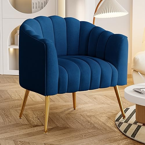 SEYNAR Übergroßer Kürbis Akzentstuhl, Moderner Bequemer Samtgepolsterter Sessel, Luxus Einzelsessel für Wohnzimmer, Warteraum, Büro und Schminktisch, (Navy)
