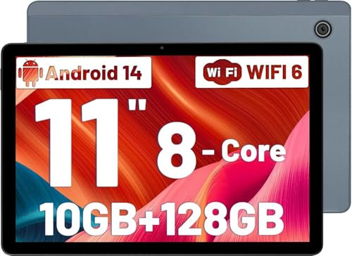 Freeski Tablet 11 Zoll (2025), Android 14 Tablet PC Octa-Core, 5G WiFi, Bluetooth 5.0, 10GB RAM 128GB ROM 1TB TF, 1280x800 IPS, 6800mAh, 5MP+8MP, Widevine L1 (Grau, 11 inch)