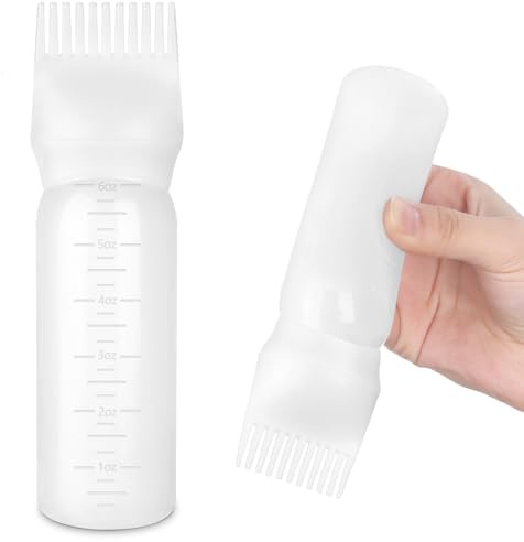 FXSPLCZ Root Comb Applicator Bottle Oil Applicator for Hair Dye Hair Oiling Bottle with Graduated Scale (White)