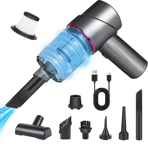 ZStarlite Aspirador de Mano,15000Pa Aspirador Coche Potente Portátil Sin Cable,120W 5000mAh 4 en 1 Mini Aspiradora de Mano,Recargable Carga Rápida USB,con Filtro Lavable, para Coche,Hogar,Oficina