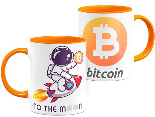 Cryptocurrency Tasse 3D Coin To The Moon Bitcoin Solana Monero Shiva Weißer Keramik-Frühstücksbecher 11oz (BTC-ORG)