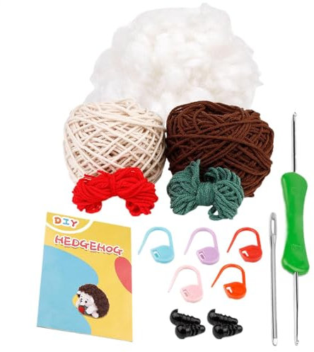 Lunaobrik Häkelset für Igel Häkelset Häkelset für Igel für Anfänger | Buntes Strickset für Anfänger, Lustiges Häkelset zum Stricken lernen Häkeln, niedlich
