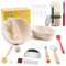 Clheatky Cesta de Fermentación para Pan Ovalado & Redonda, 12 Piezas Kit Completo de Panadero, Banetones de Caña Natural, Cesta para Pan de Masa Madre para Principiantes y Experimentados